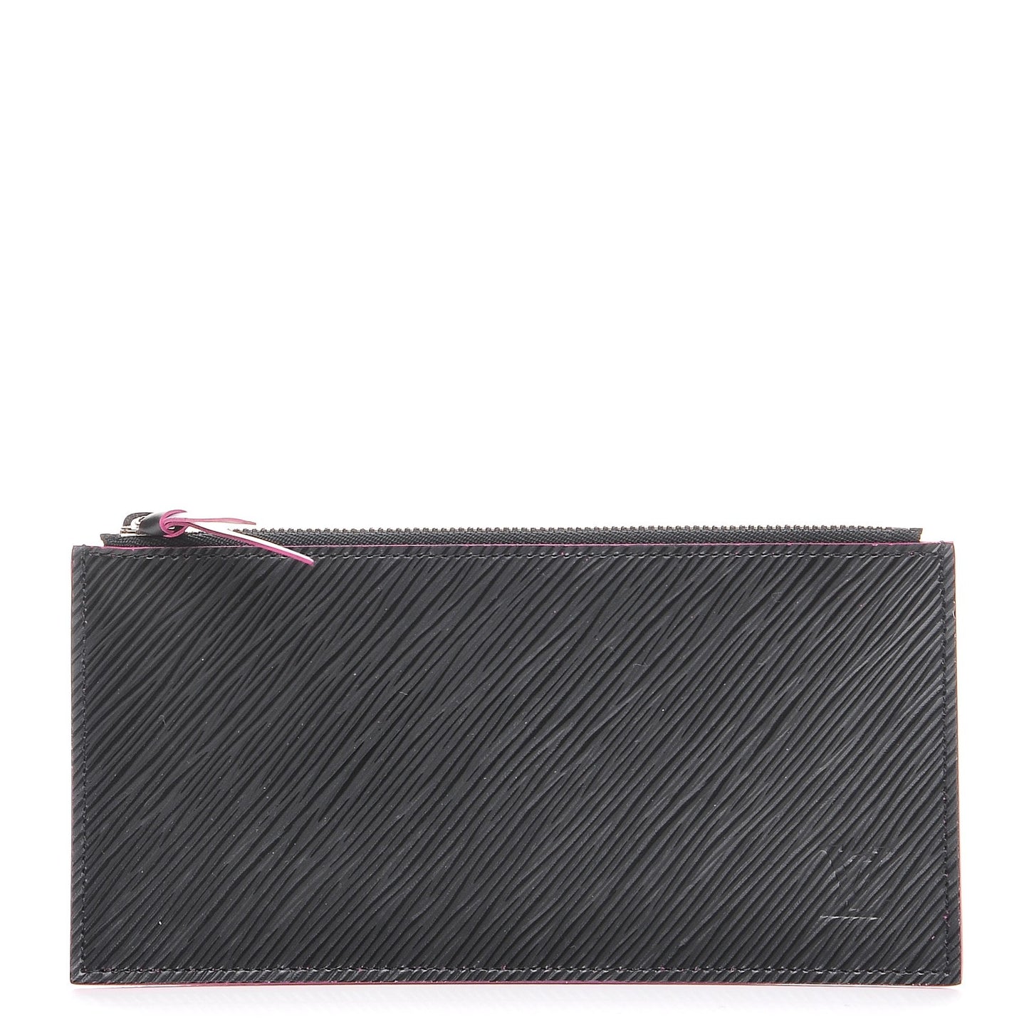 Epi Felicie Chain Wallet Zippered Insert Black Hot Pink