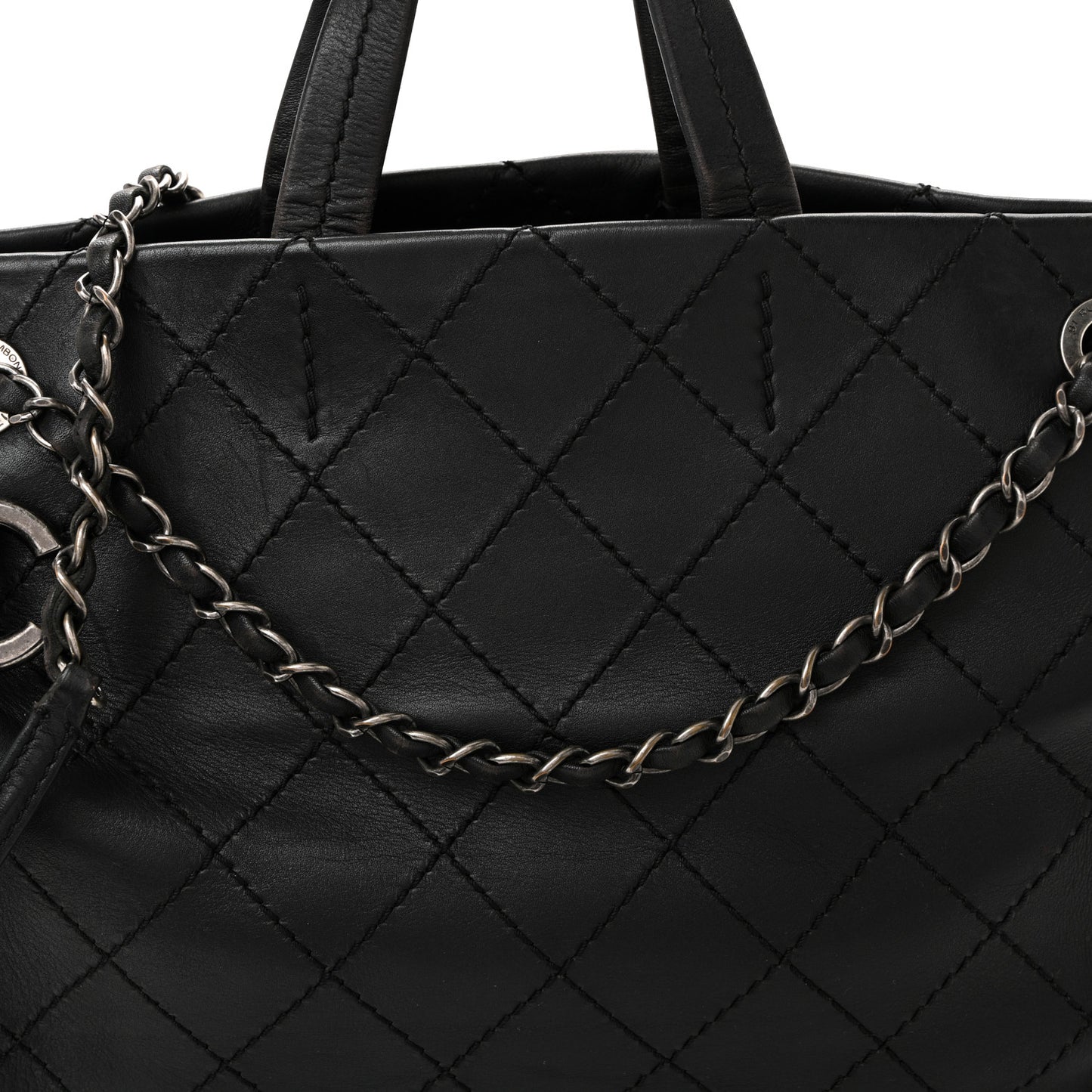 Calfskin CC Pocket Tote Black