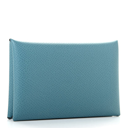 Hermes Epsom Calvi Card Case Blue Jean 3 of 7