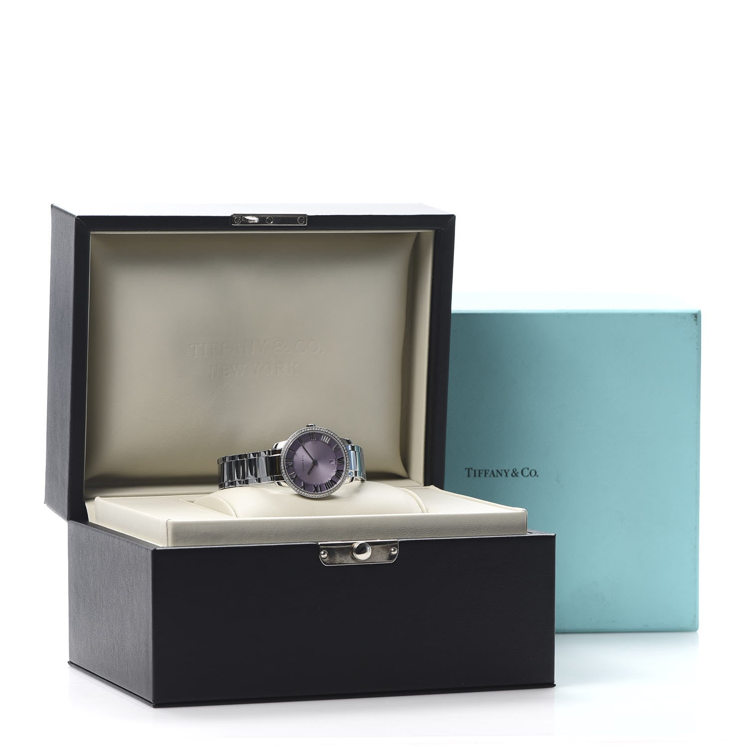 Tiffany Stainless Steel Diamond Bezel 31mm Atlas 2-Hand Quartz Watch Mauve 7 of 7