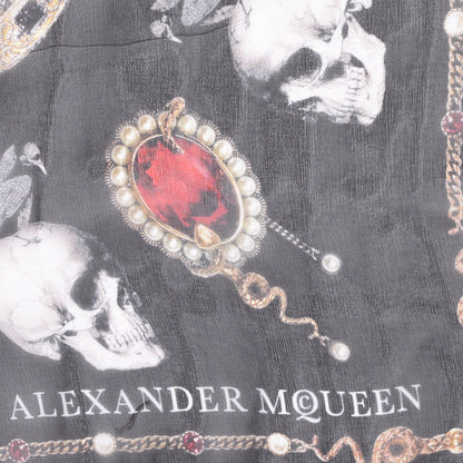 Alexander McQueen Silk Chiffon Skull Butterfly Scarf Black Multicolor 3 of 4