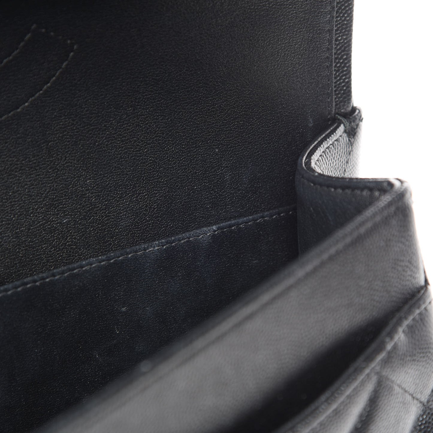 Iridescent Caviar Quilted Jumbo Double Flap Black
