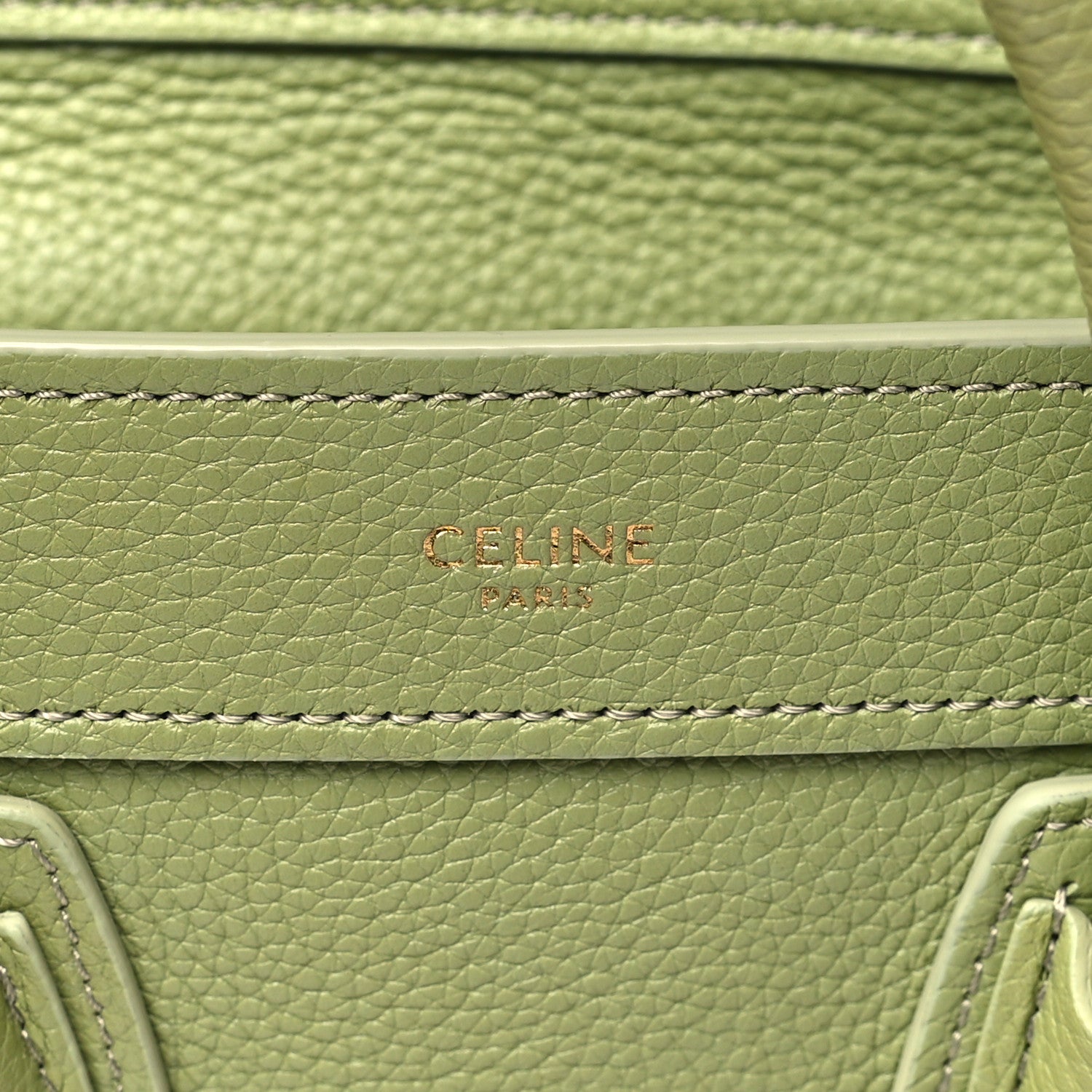 Celine Drummed Calfskin Nano Luggage Green 6 of 11