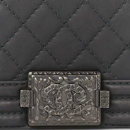 Chanel Calfskin Quilted Metal Embellished Paris Dallas Medium Boy Flap Grey 8 of 10