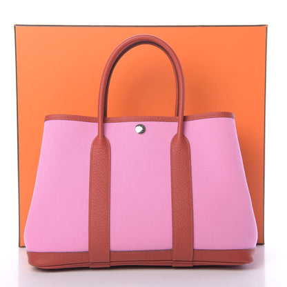 Hermes Toile Militaire Vache Country Garden Party Tote 30 Bubblegum Rouge Duchesse 11 of 11