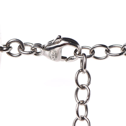 Chanel Crystal CC Logo Choker Necklace Silver 3 of 4