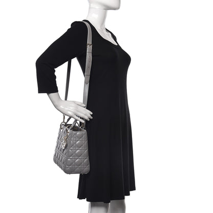 Christian Dior Pearly Lambskin Cannage Medium Lady Dior Grey 2 of 10