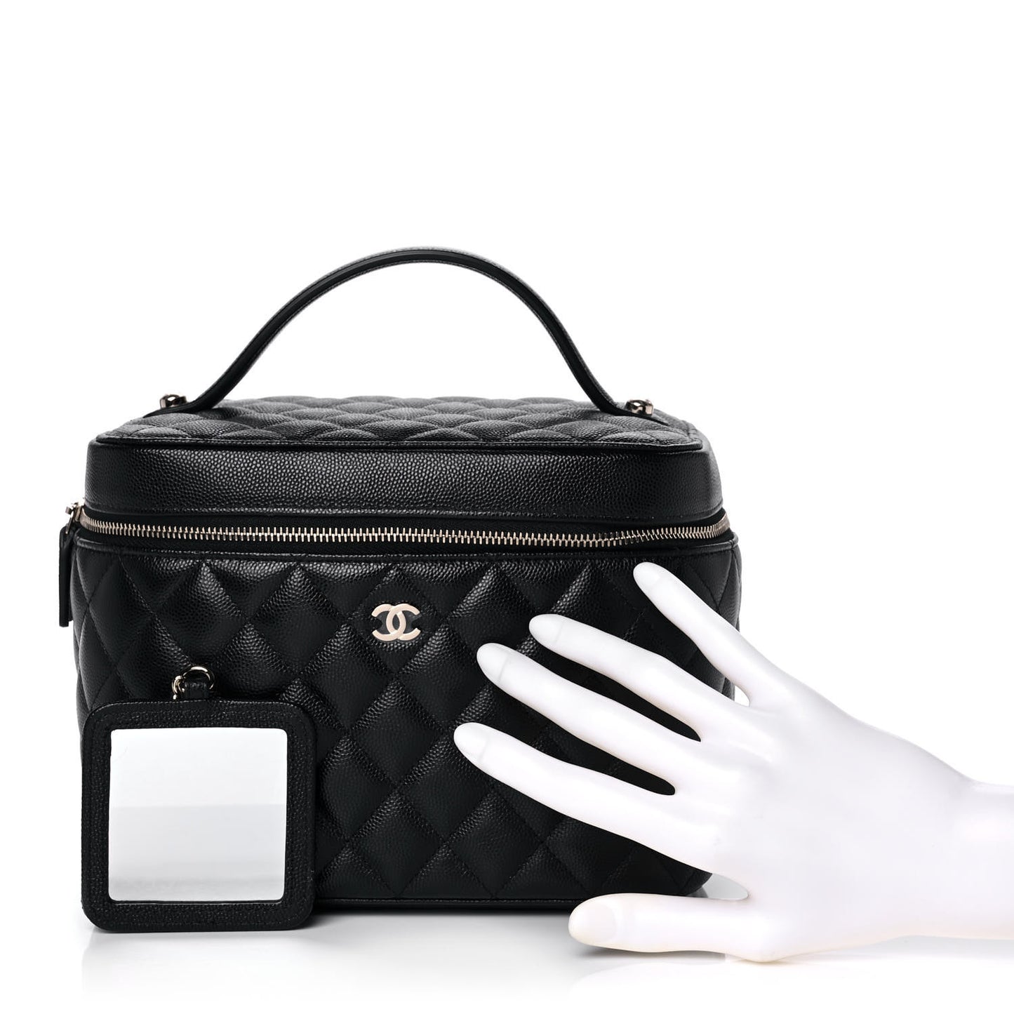 Caviar Quilted Large Vanity Pouch Black