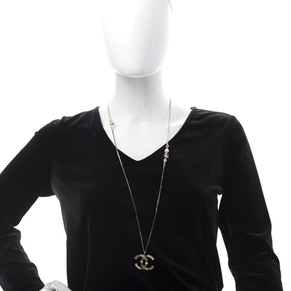 Chanel Crystal CC Pendant Necklace Gold Multicolor 2 of 7