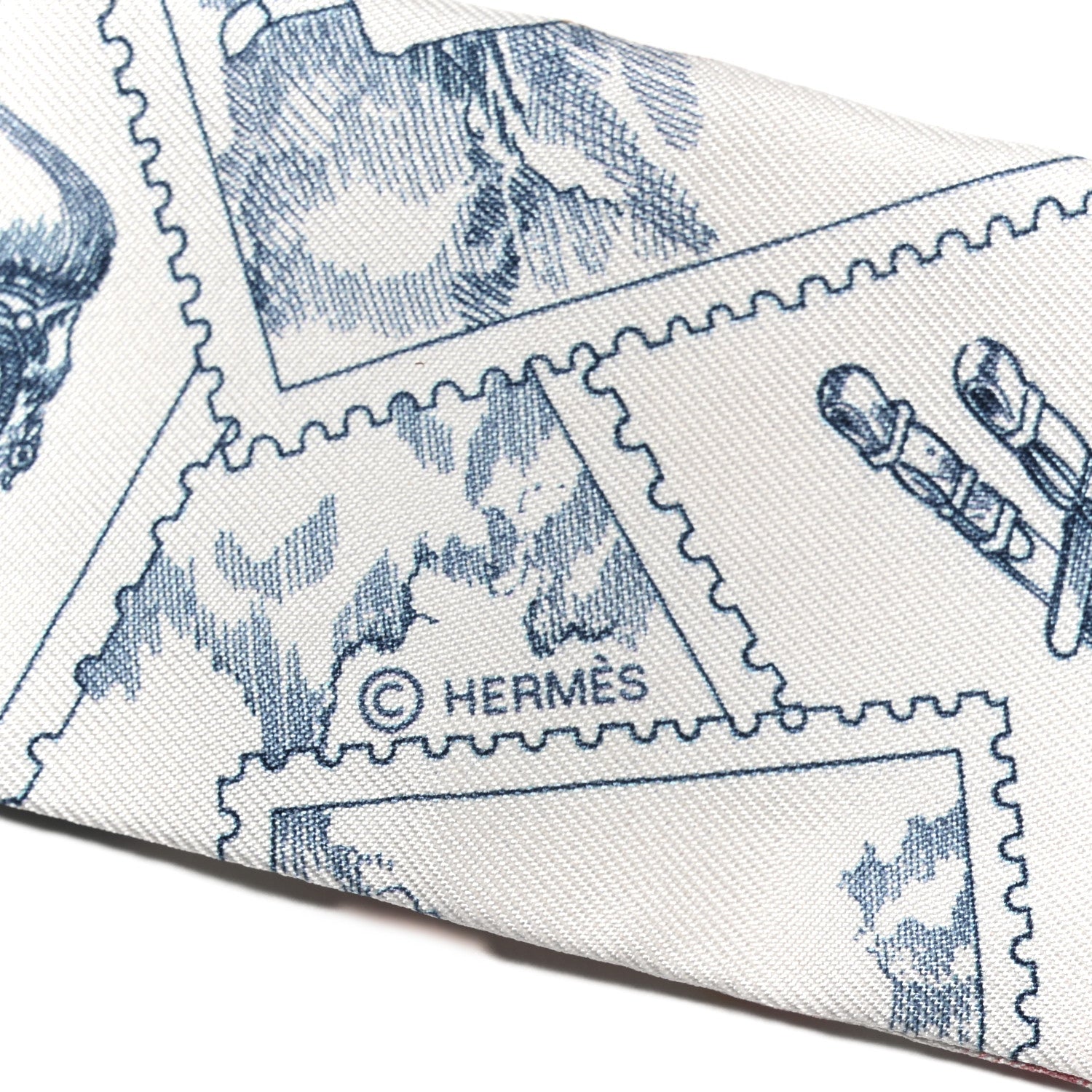 Hermes Silk Le Philateliste Du Faubourg Twilly Bleu Moyen White 3 of 4