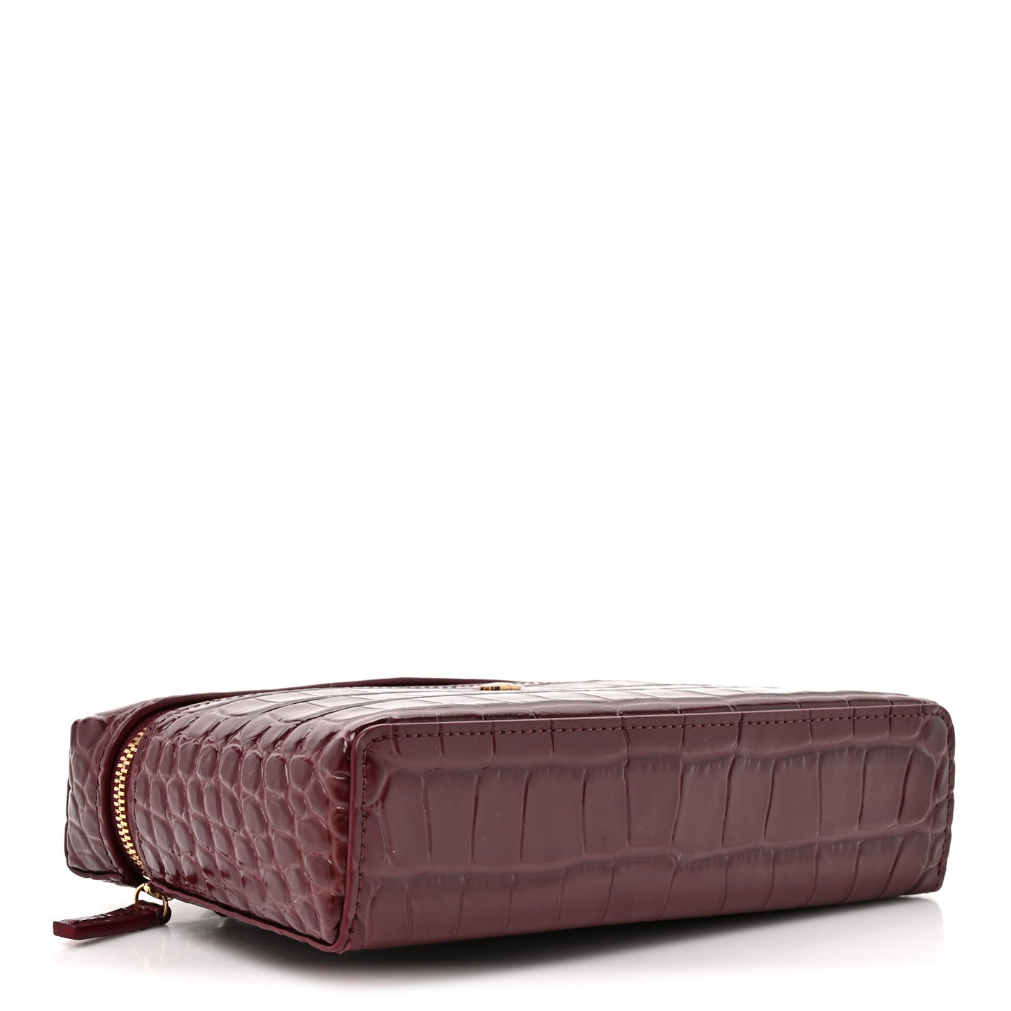 Calfskin Crocodile Embossed Crococo Exoticoco Vanity With Chain Dark Burgundy
