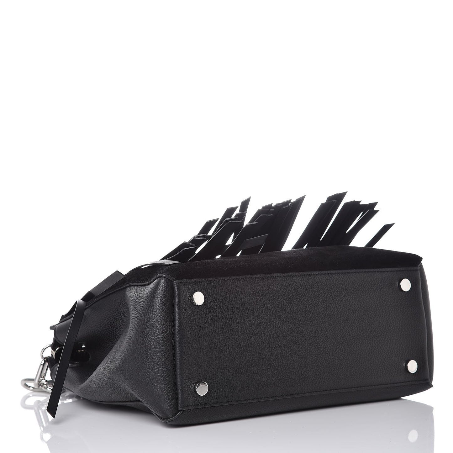 Calfskin Suede Fringe Attica Tote Black