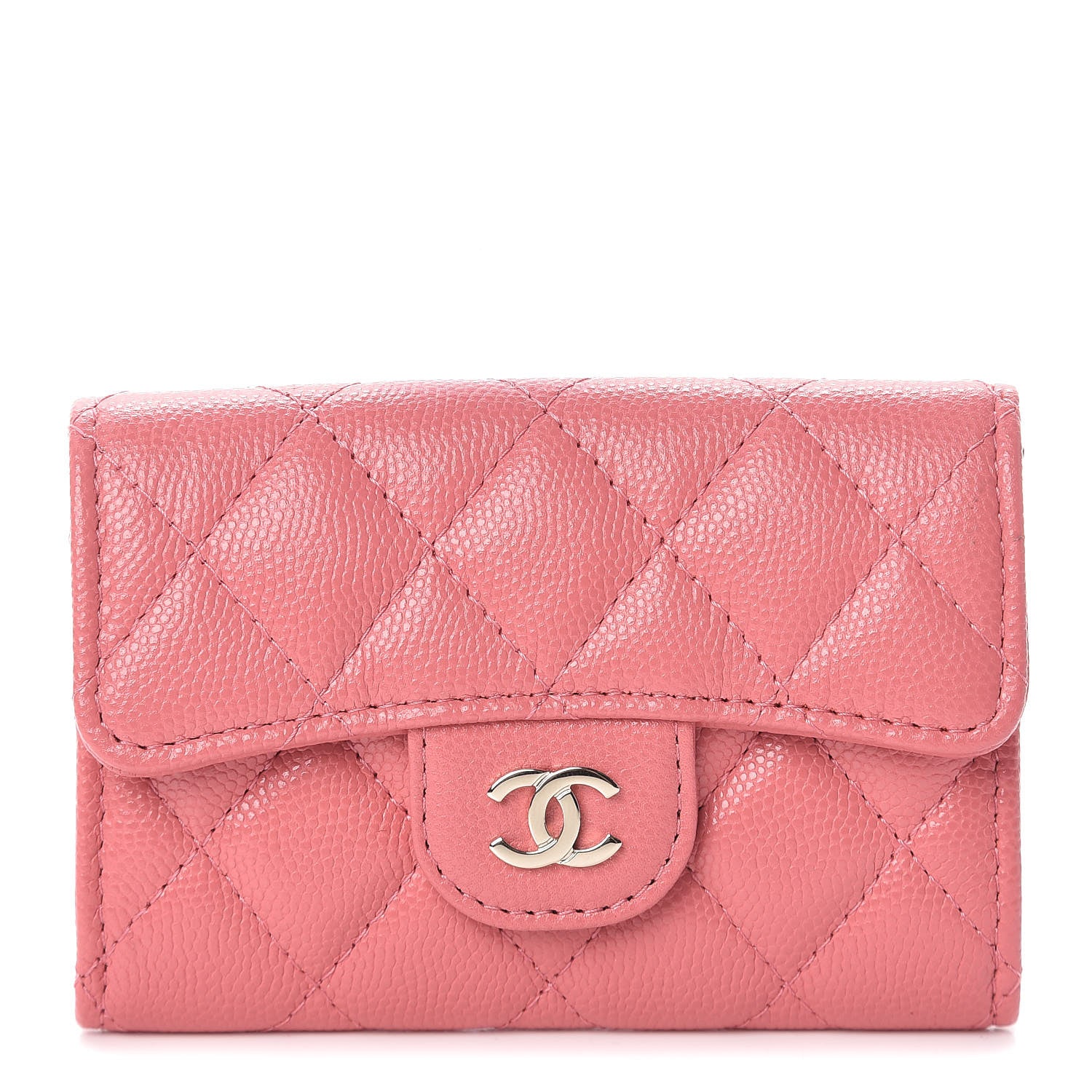 Chanel Caviar Quilted Flap Card Holder Wallet Pink 1 of 9