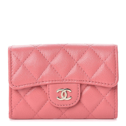 Chanel Caviar Quilted Flap Card Holder Wallet Pink 1 of 9