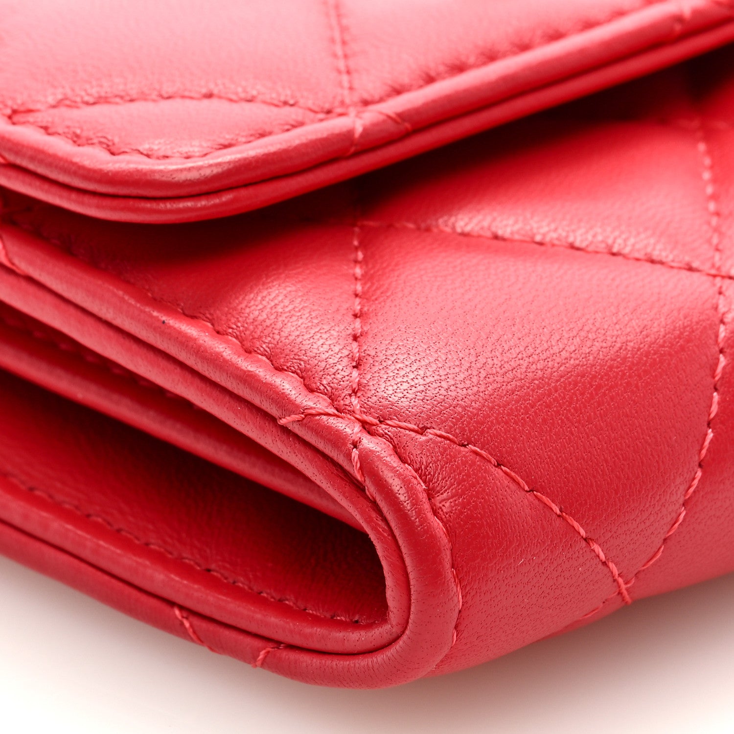 Chanel Lambskin Quilted Pearl Crush Card Holder With Chain Red 8 of 10