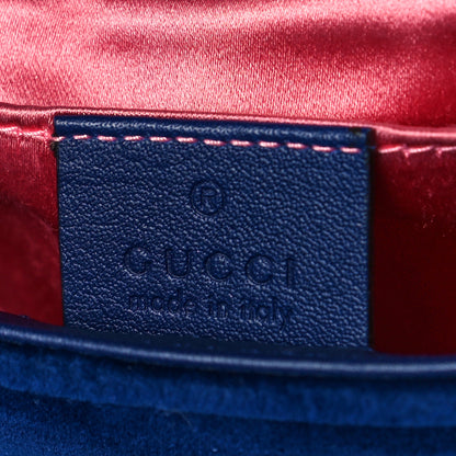 Gucci Velvet Matelasse Mini GG Marmont Shoulder Bag Cobalt Blue 6 of 7