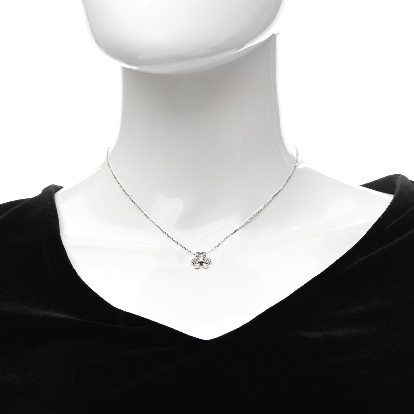 18K White Gold Diamond Mini Frivole Pendant Pave Necklace