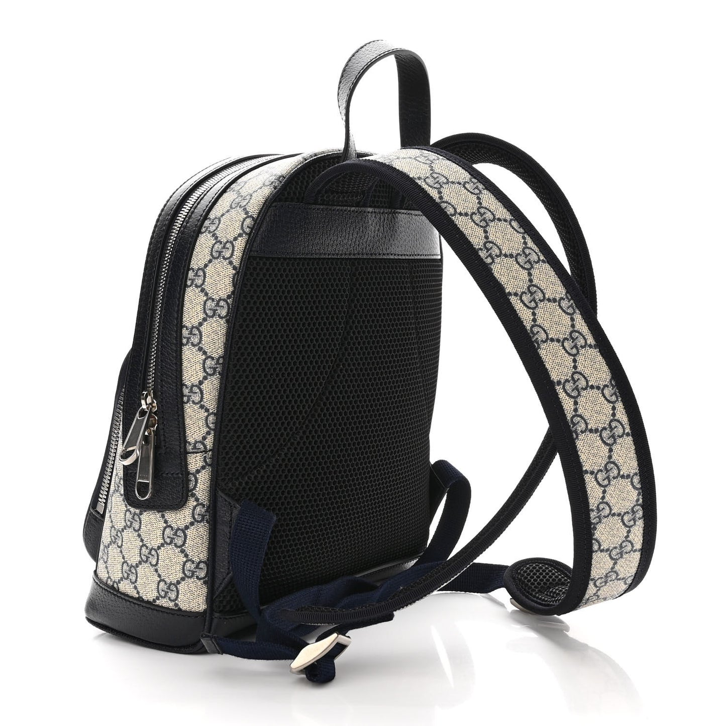 GG Supreme Monogram Textured Dollar Calfskin Web Small Ophidia Day Backpack Beige Blue Black