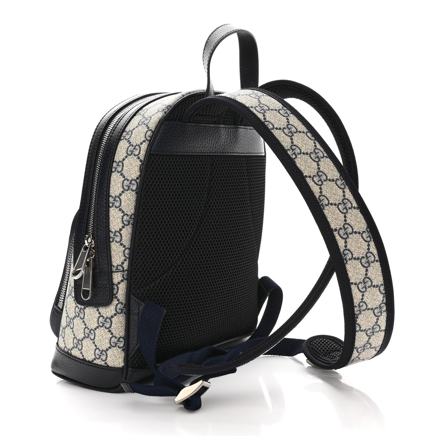 Gucci GG Supreme Monogram Textured Dollar Calfskin Web Small Ophidia Day Backpack Beige Blue Black 3 of 10