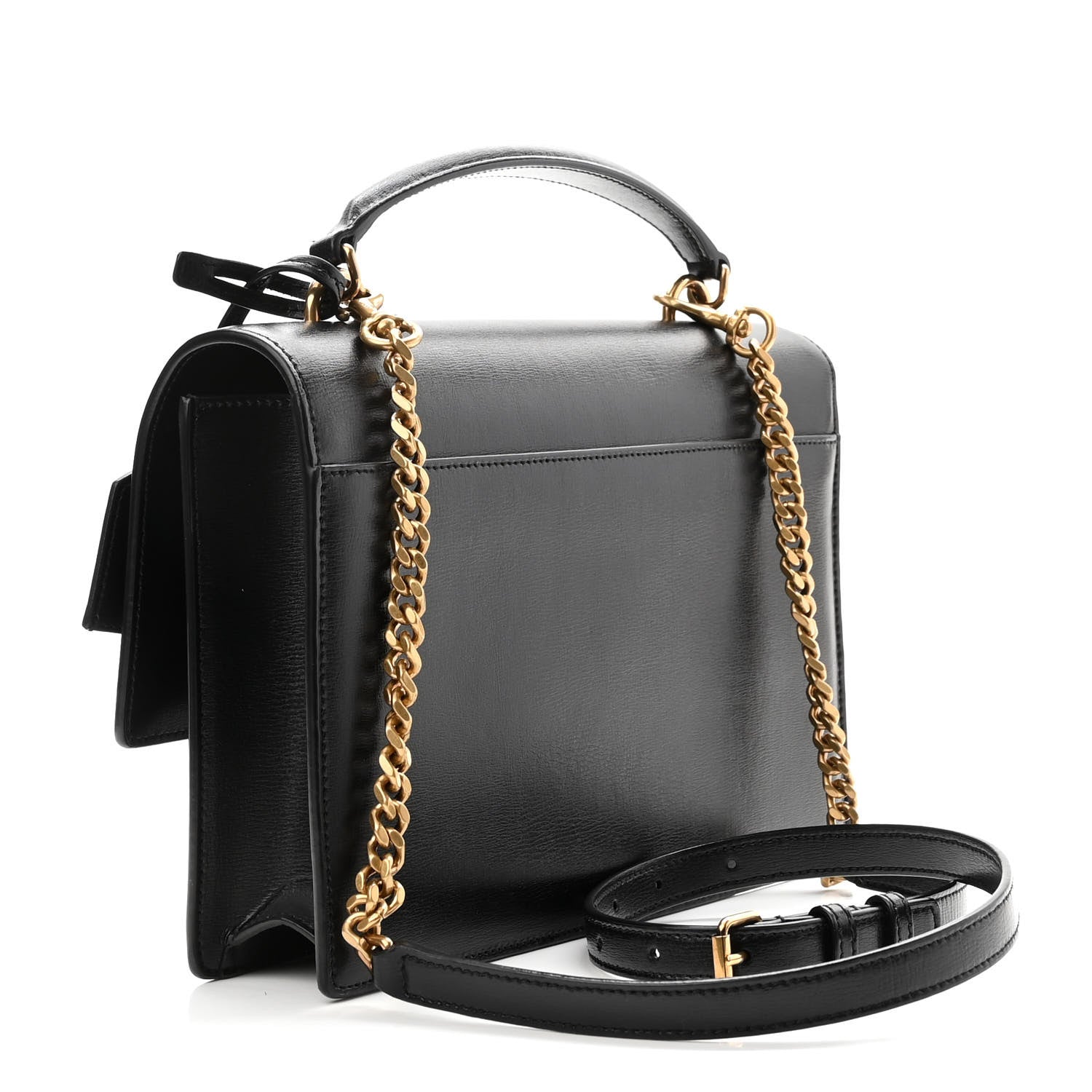 Saint Laurent Smooth Calfskin Medium Monogram Sunset Satchel Black 2 of 9