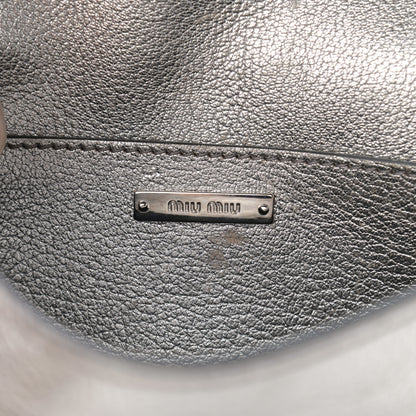 Miu Miu Metallic Goatskin Madras Crystal Embellished Shoulder Bag Cromo 6 of 12