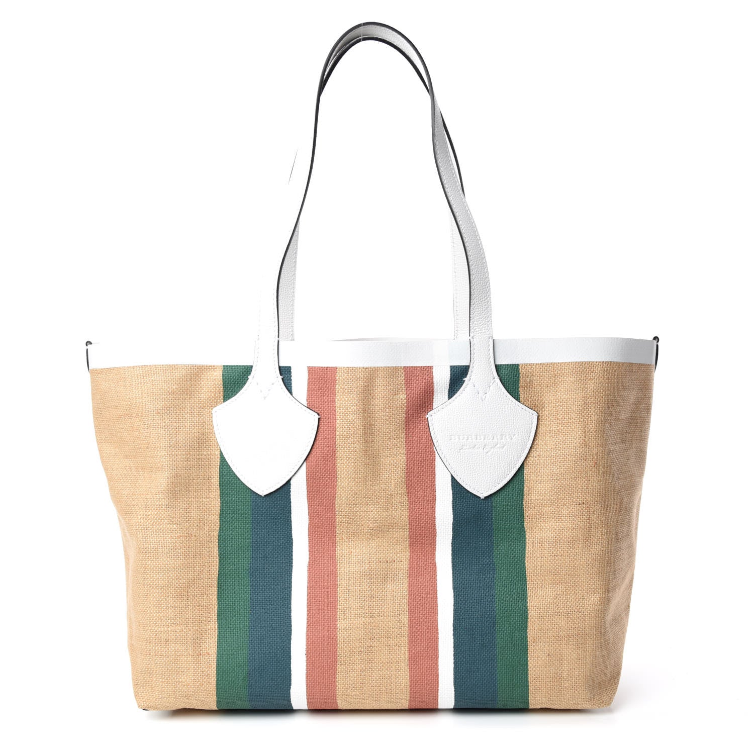 Burberry Raffia Stripes Medium The Giant Tote Bag Chalk White 1 of 8