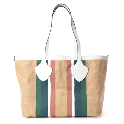 Burberry Raffia Stripes Medium The Giant Tote Bag Chalk White 1 of 8