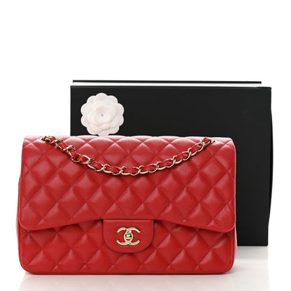 Chanel Caviar Quilted Jumbo Double Flap Red 13 of 13