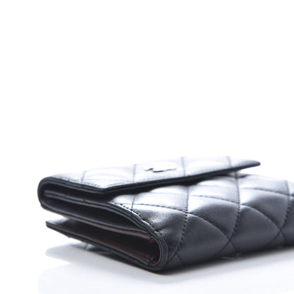 Chanel Lambskin Quilted Compact French Flap Wallet Black 9 of 11