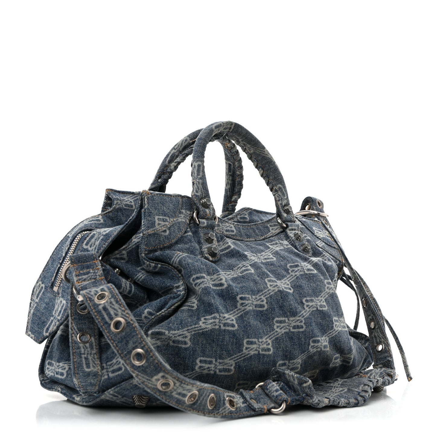 Denim BB Monogram Neo Cagole City Handbag Blue