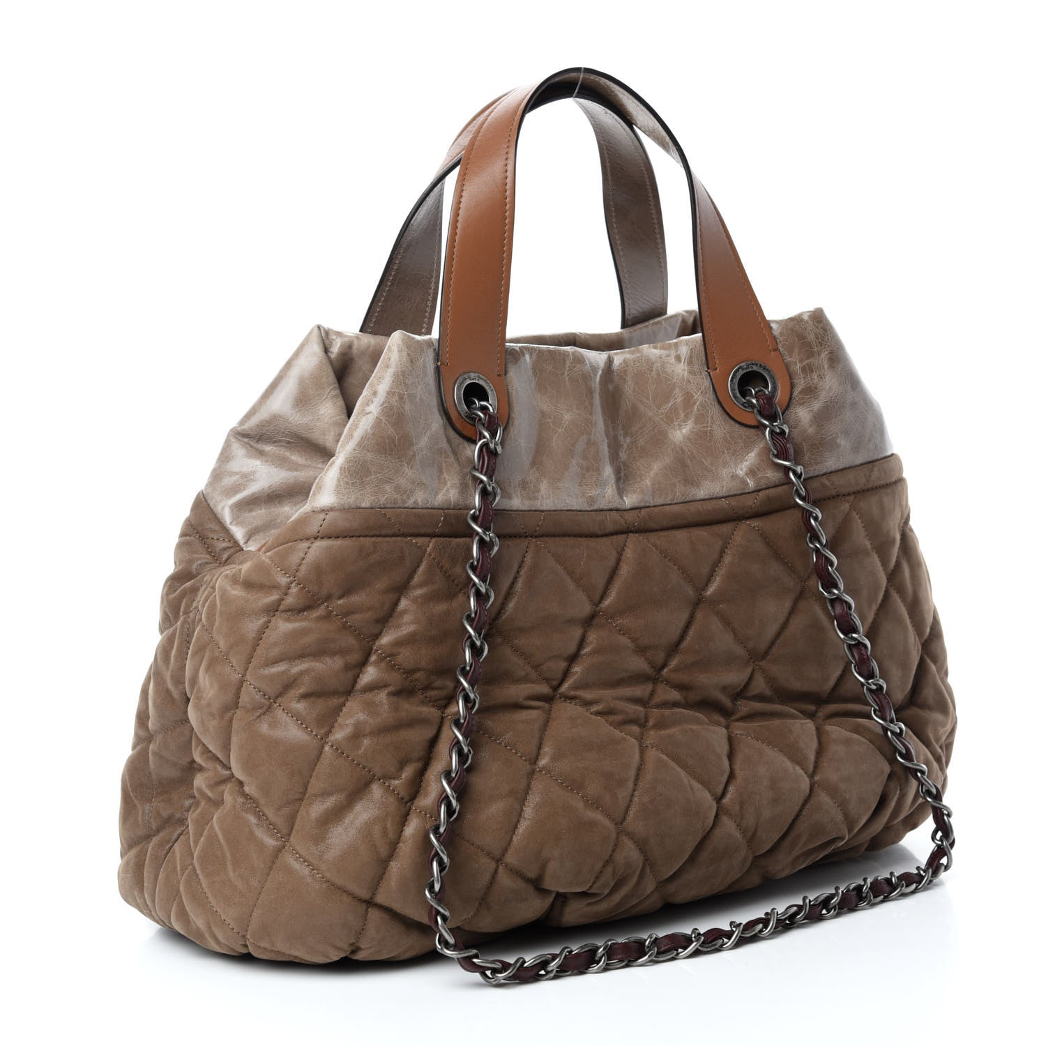 Chanel Iridescent Calfskin Quilted Large In The Mix Tote Khaki 3 of 10