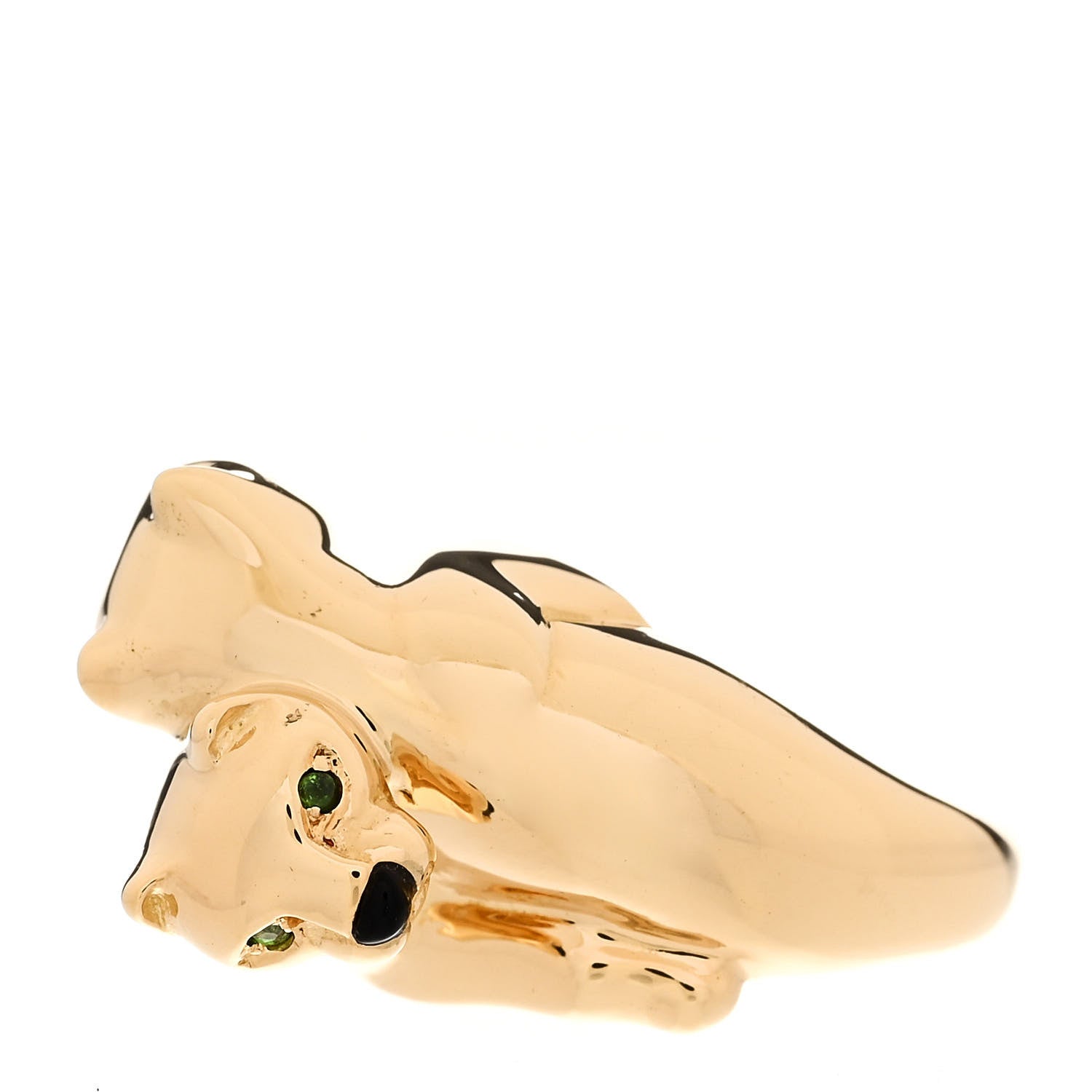 Cartier 18K Yellow Gold Black Onyx Emerald Double Panthère De Cartier Bypass Ring 51 5.75 4 of 8
