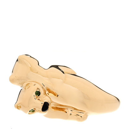 Cartier 18K Yellow Gold Black Onyx Emerald Double Panthère De Cartier Bypass Ring 51 5.75 4 of 8