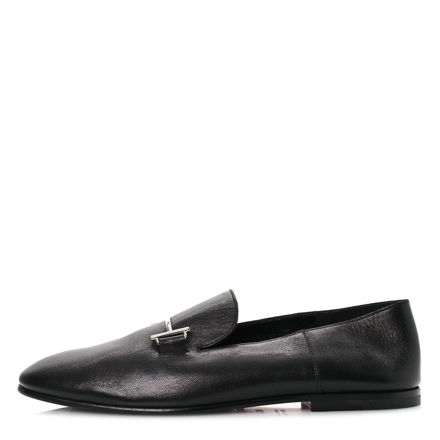 Hermes Goatskin Mens Saga Loafers 43.5 Black 1 of 11