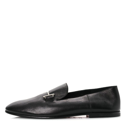 Hermes Goatskin Mens Saga Loafers 43.5 Black 1 of 11