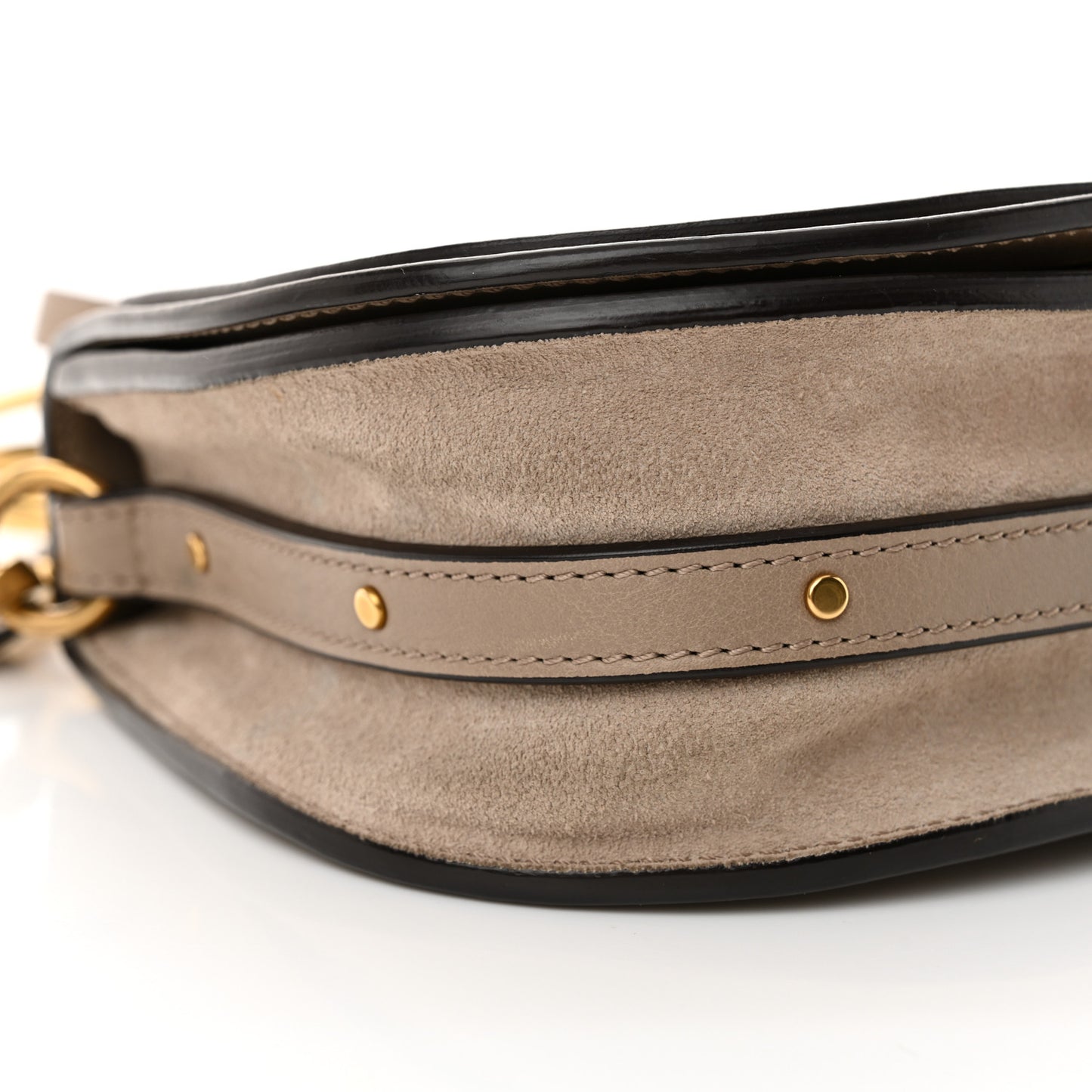 Calfskin Suede Small Nile Bracelet Bag Motty Grey
