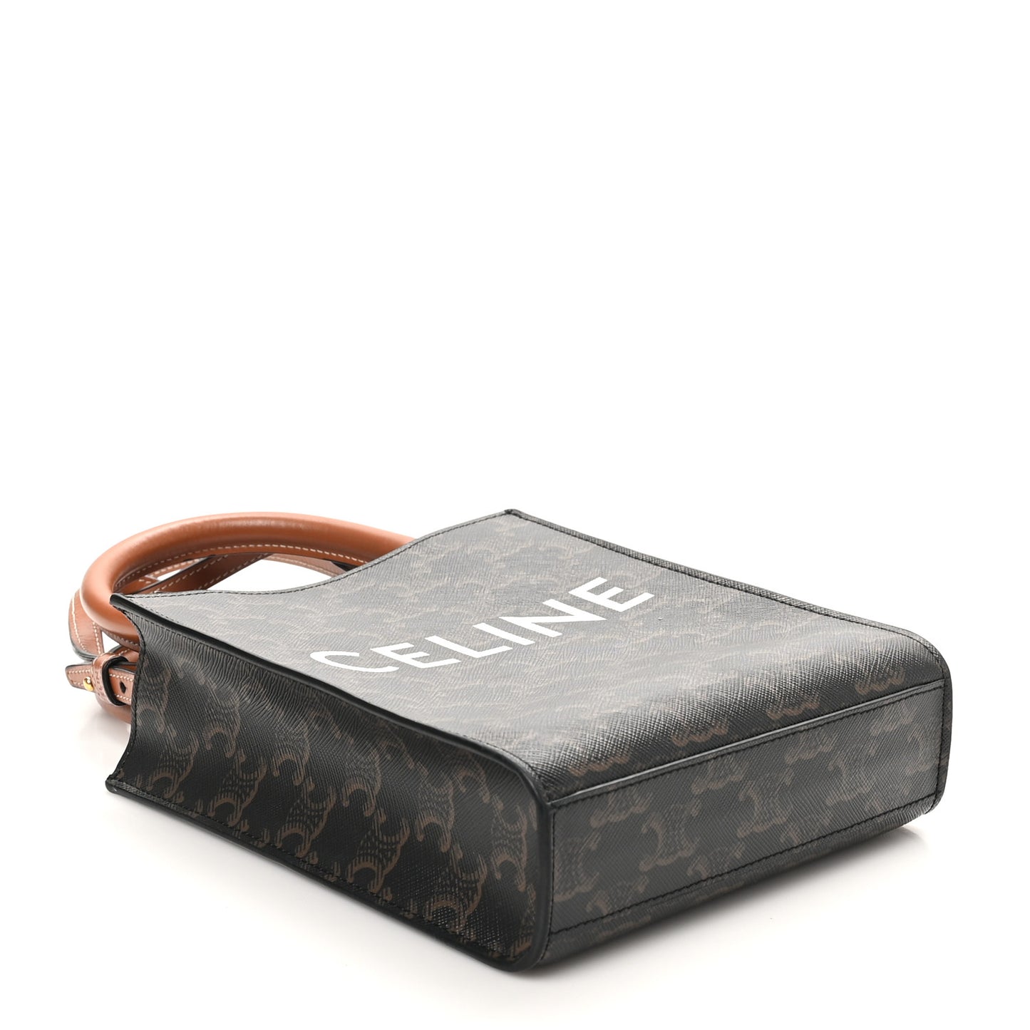 Triomphe Canvas Calfskin Mini Vertical Cabas Tan