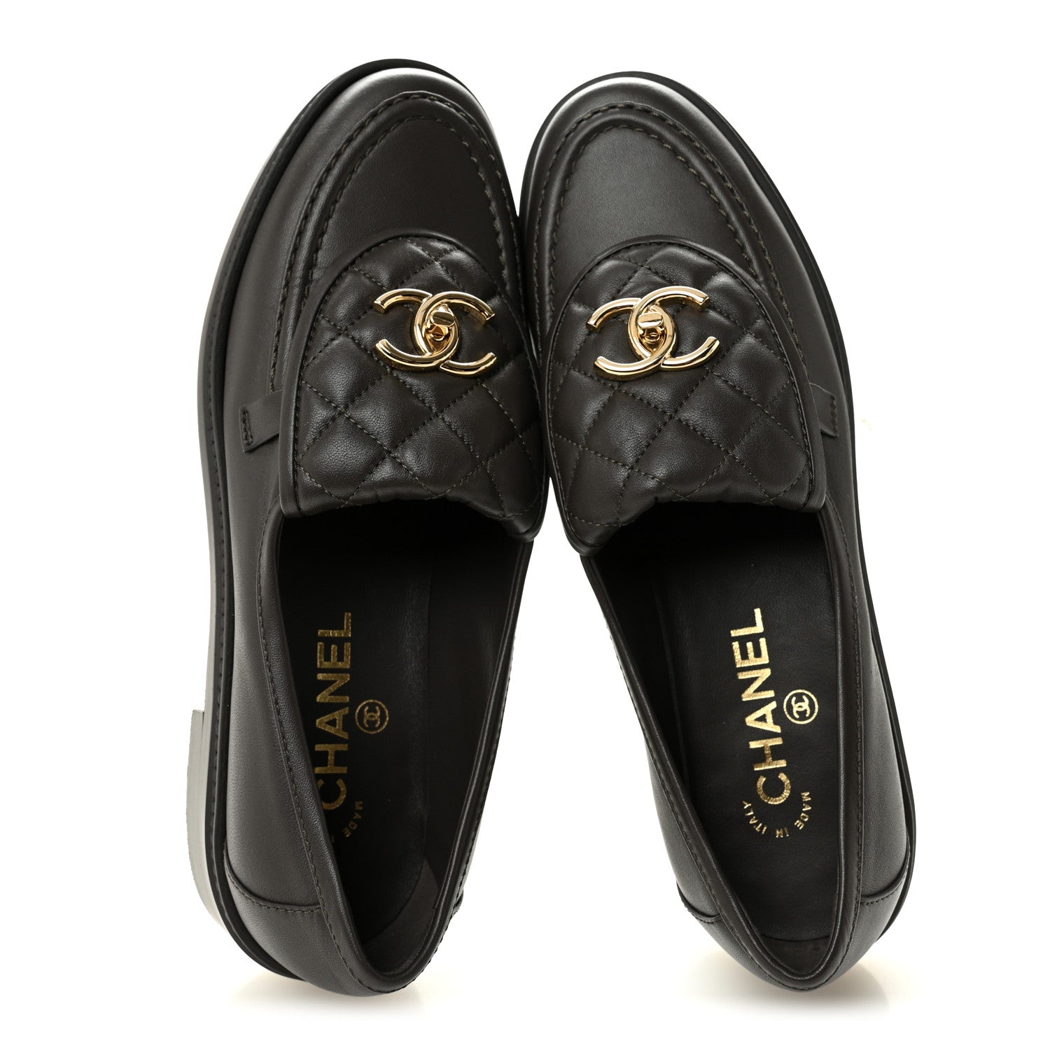 Chanel Lambskin Quilted CC Turnlock Loafers 39 Dark Brown 2 of 10