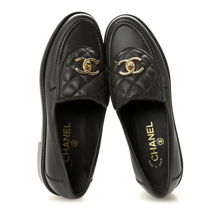Chanel Lambskin Quilted CC Turnlock Loafers 39 Dark Brown 2 of 10