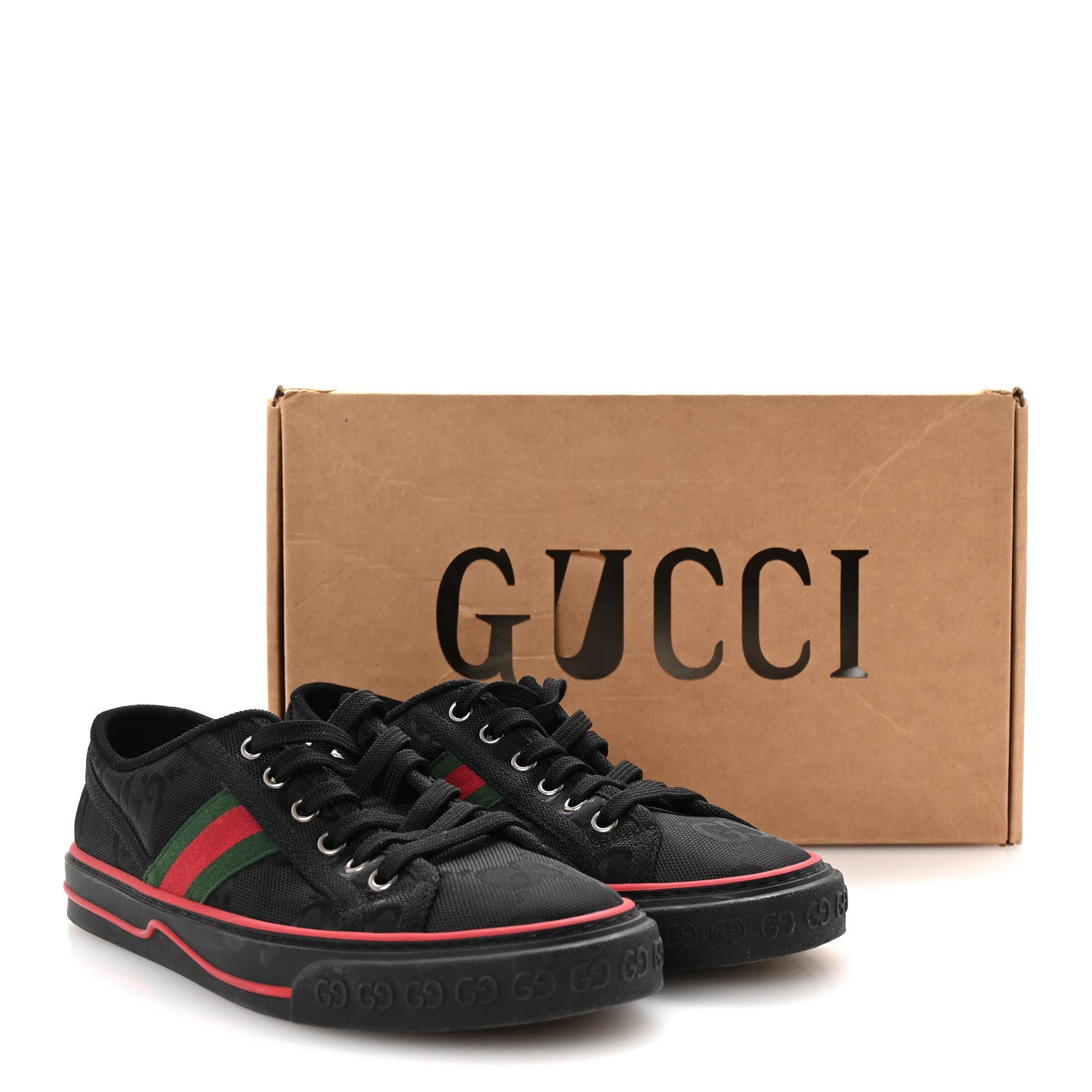 Gucci Econyl Nylon Web Monogram Off The Grid Womens 1977 Tennis Sneakers 38.5 Black 17 of 18