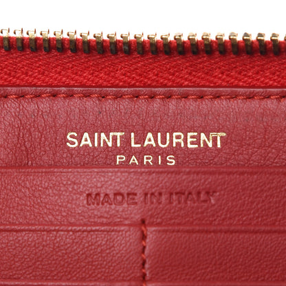 Saint Laurent Calfskin Monogram Zip Around Wallet Red 5 of 8