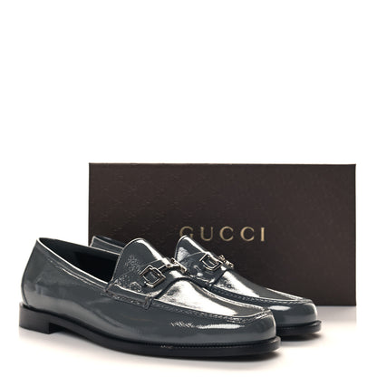 Gucci Naplack Patent Horsebit Banks Loafers 40 Melange Platinum 10 of 10