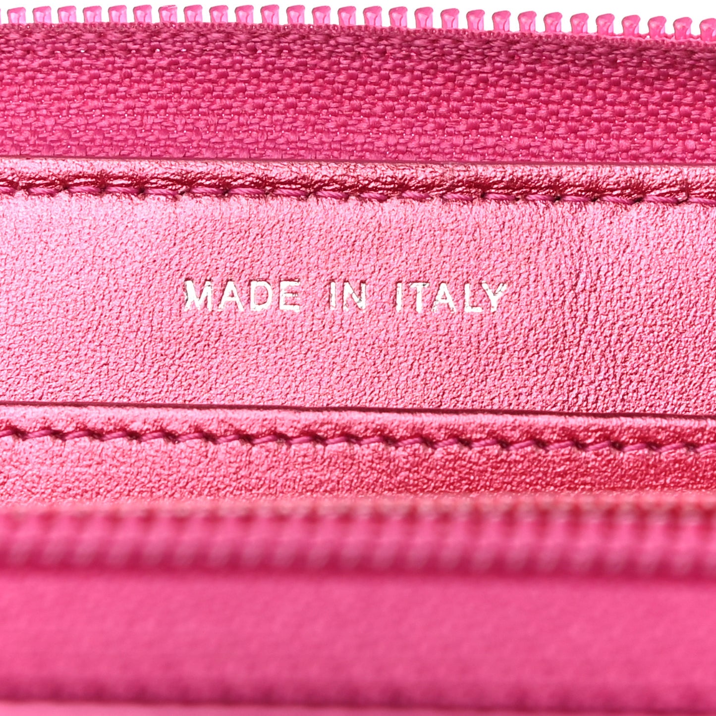Metallic Patent Calfskin Quilted Boy L-Gusset Zip Wallet Pink