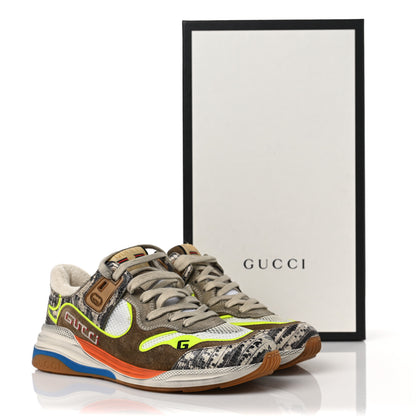 Gucci Suede Calfskin Tejus Printed Womens Ultrapace Sneakers 36 Natural Ardesia Neon Yellow 11 of 11