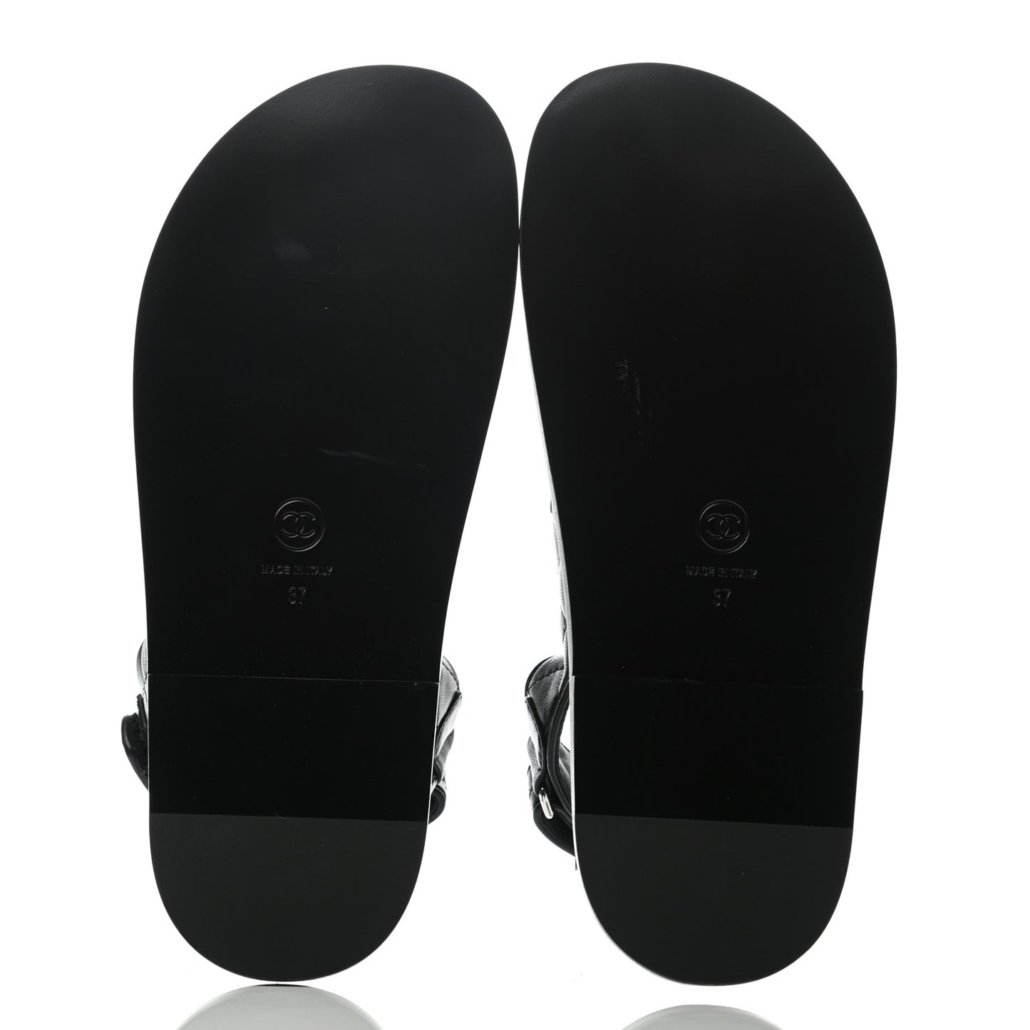 Lambskin Quilted Velcro Dad Sandals 37 So Black