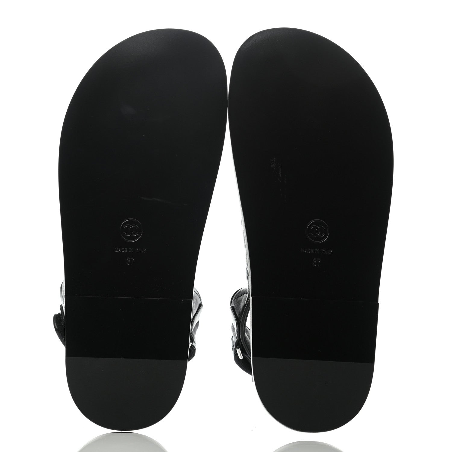 Chanel Lambskin Quilted Velcro Dad Sandals 37 So Black 4 of 6