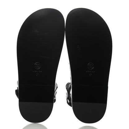 Chanel Lambskin Quilted Velcro Dad Sandals 37 So Black 4 of 6
