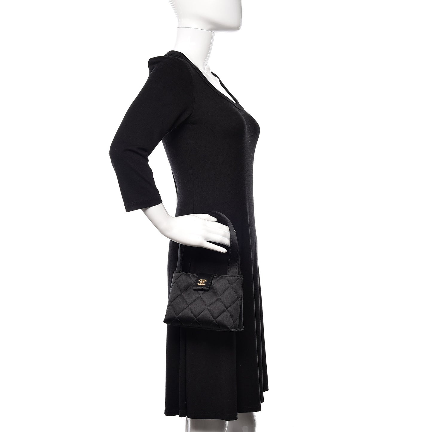 Satin Quilted Evening Bag Black