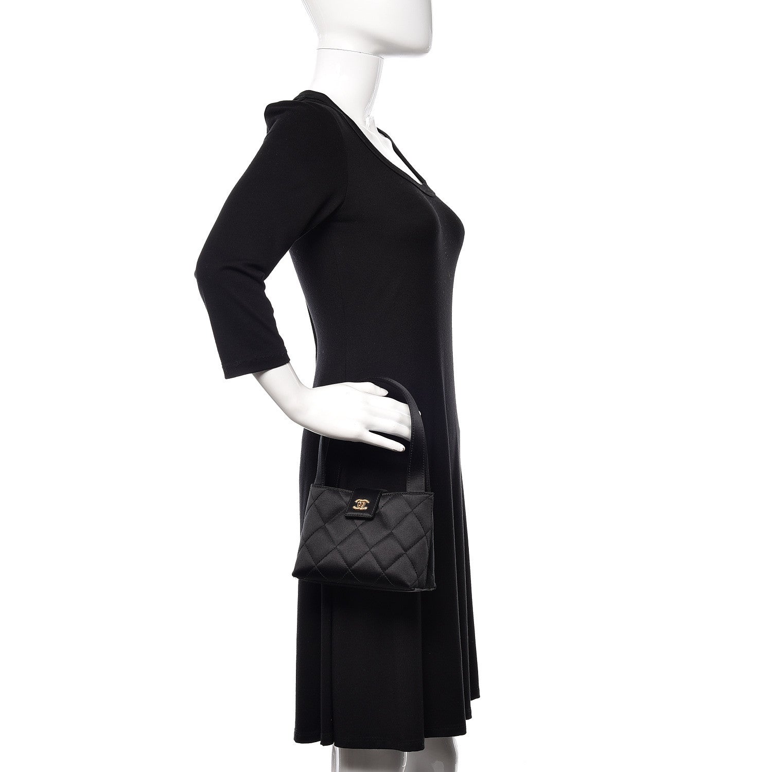 Chanel Satin Quilted Evening Bag Black 2 of 11