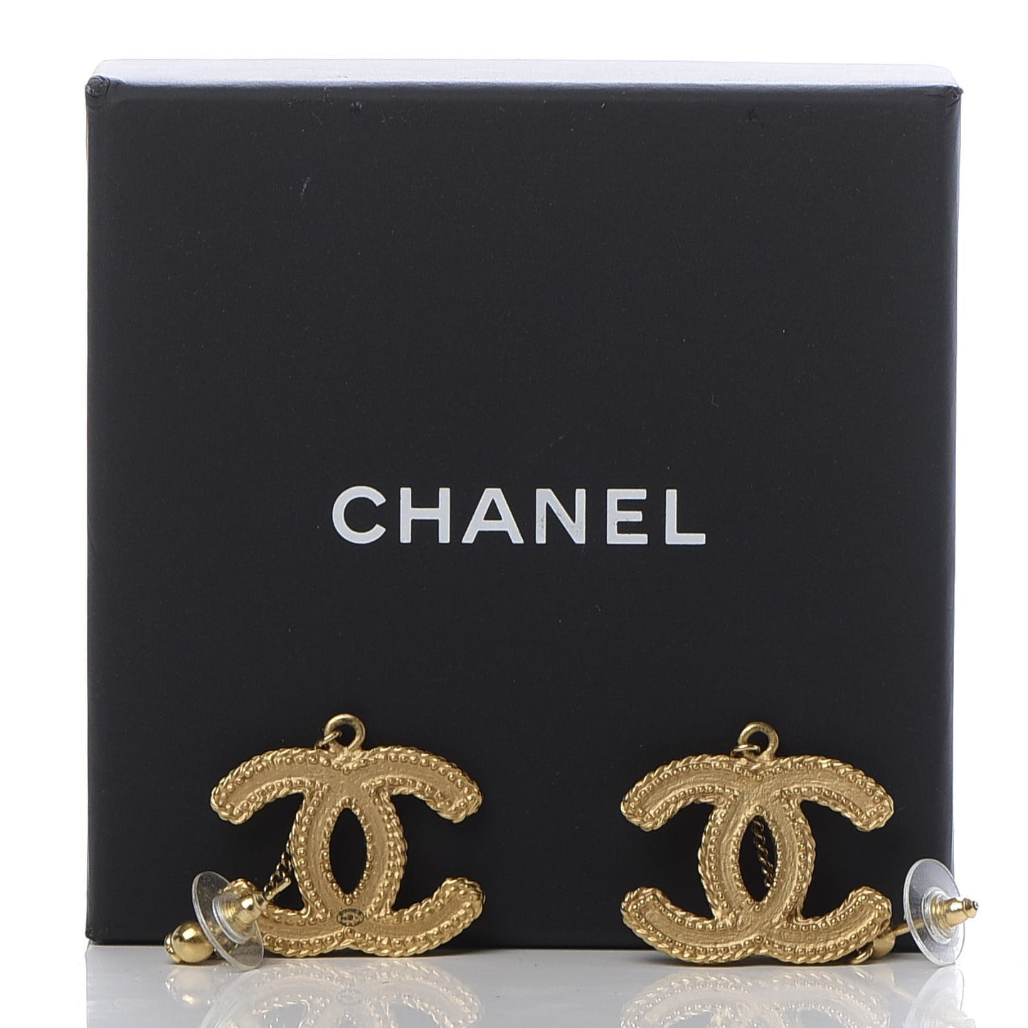 CC Drop Earrings Matte Gold